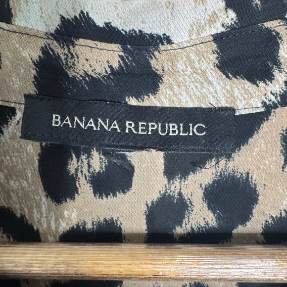 Banana Republic Dress Leopard Print Maxi Shirt Women 14 Classic Elegant Mobwife - Picture 5 of 12